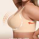 LetsJoli Bras for Women Supportive Wireless Push Up Bra Full Coverage No Underwire Seamless Plus Size for Older Women (Beige, M)