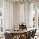 Extra Wide Pinch Pleat Linen Curtains 108 Inches Long for Living Room Sliding Glass Door 100 Inch Wide Semi Sheer Curtain Cream Ivory Pleated Drape Hooks Rings 100x108 Large Window Curtain 1 Panel