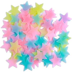 AM AMAONM 100pcs Glow in The Dark Luminous Stars Fluorescent Noctilucent Plastic Stars Wall Stickers Glowing Stars Decals for Home Art Decor Nursery Ceiling Kids Babys Bedroom Room Multicolor