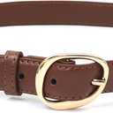 Skinny PU Leather Belts for Women Thin Waist Belt for Dresses Jeans Pants