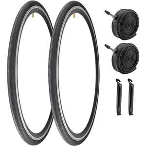 2 Pack 700x23C/25C/28C/35C/38C Bike Tires Plus Bike Inner Tubes Presta Valve 48mm or Schrader Valve 48mm Foldable Replacement Tires for Road Bicycle