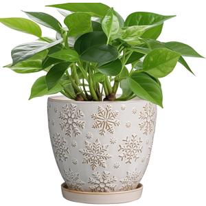 6.9 Inch Plant Pot with Drainage Hole and Saucer Ceramic Planter for Indoor Plant Flower Pot for Orchid Succulents Plants White