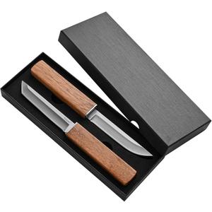 Treszen Double Knife Set, Flexible Cooking Knife for Peeling, Slicing, Trimming, etc., Precision Close Knife, High Carbon Stainless Steel Blades, Kitchen Knives, Yellow