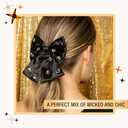 3 x Scunci by Conair Bow Barrette w/Gem Stones - hair accessories - hair accessories for women - Holiday - Black bow - Black hair bows (1 Count (Pack of 1))