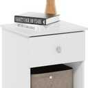 Furinno Tidur Nightstand, 1-Pack, White, 1-Pack Knob