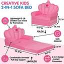 Pink Princess Toddler Couch, 2-in-1 Foldable Sofa Bed & Chair for Kids 1-5, Space-Saving for Small Rooms, Fits Multiple Spaces, Flexible Layout, Comfy Crystal Velvet, Playroom Gift, 45.3 Inches X 19.7 Inches X 2.6 Inches