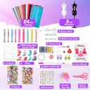 Anpro 650+Pcs Fashion Designer Kit for Girls with 2 Mannequins, DIY Arts & Crafts Kit for Girls Age 6-12 Toys, Doll Clothes Making Sewing Kit -Pink