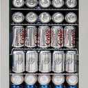 Whynter Cu. Ft, Stainless Steel Beverage Refrigerator with Double-Layer Glass Door, 127-Can 3.1 Cubic Feet Drink Mini Fridge with Lock, BR-128WS
