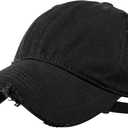 Baseball Cap for Men Women Distressed Golf Dad Hat Adjustable Washed Cotton Baseball Hat Unisex (One Size, Black)