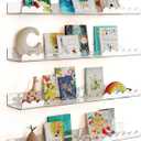 G&W Gruwald 4 Pack Clear 23 Inches Acrylic Book Shelf for Kids Room, Floating Kids Book Shelves for Wall, Nursery Book Shelves, Magazine Rack, Picture Ledge (Clear, 23)