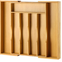 Expandable Bamboo Kitchen Drawer Organizer for Cutlery and Utensils, Adjustable Bamboo Wood Cutlery Tray in Drawer for Flatware and Silverware in Kitchen, (Natural) (7 Slots Expandable)