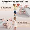 BIERUM Toddler Slide, 4 in 1 Kids Slide for Indoor Outdoor, Slide with Basketball Hoop & Ring Toss, Puppy Shaped Playset for Toddlers Age 1-3, Pink Gray
