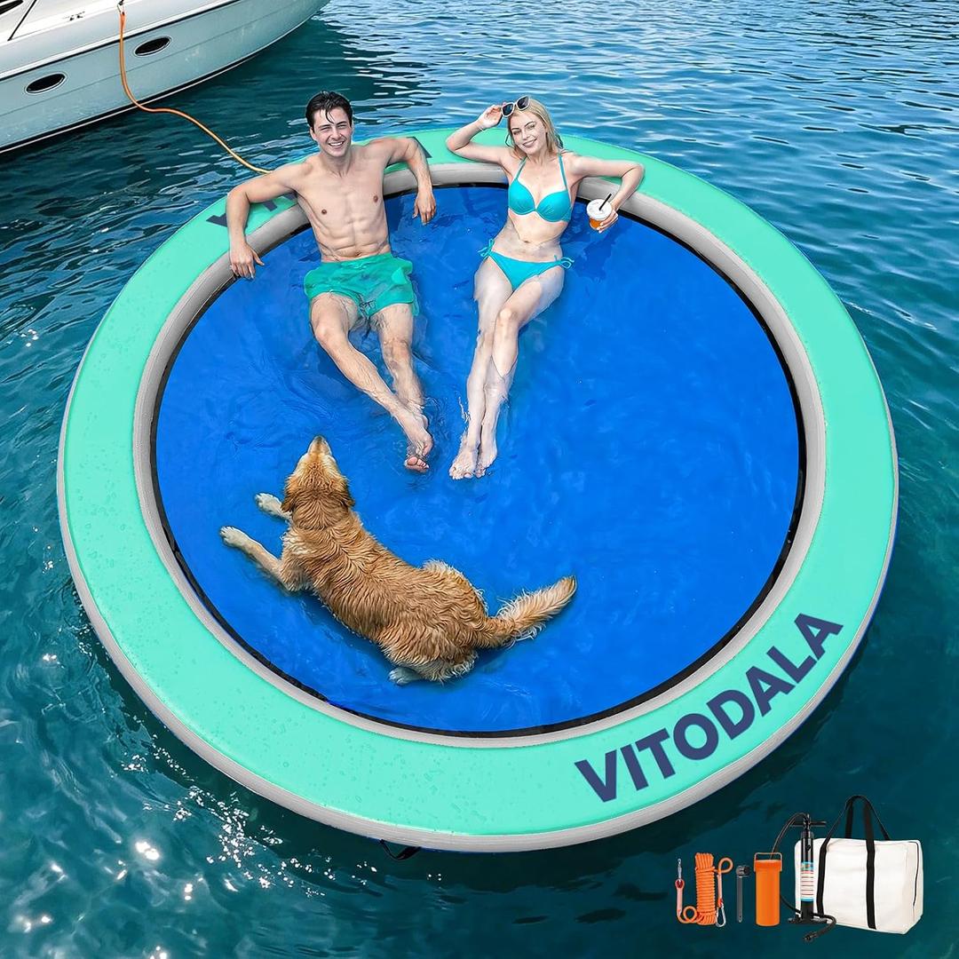 Water Hammock Heavy Duty, Large Pool Float Lake Floats for Adult, Round Inflatable Water Hammock, Sunchill Pool Lounger Float for River Ocean, Circle Float Ring Dock Island Platform