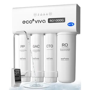 Ecoviva 1000GPD UnderSink Reverse Osmosis System, German Design, NSF/ANSI 58 61 372 Tankless 9-Stage 3:1 Pure to Drain, 10 Years Robust Alkaline RO Water Filtration, Fully Sealed