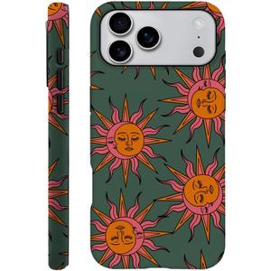 DAIZAG Case Compatible with iPhone 17 Pro Max,Fit Shockproof Cover for Women Girls,Pink Orange Sun Moon Faces