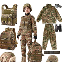 Kids Soldier Play Camouflage Military Uniform Suit Wear Toy Tactical Vest Boys and Girls Outdoor Adventure Army, Size: 9-11/140