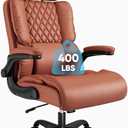 Sytas 400lbs Big and Tall Office Chair with Adjustable Headrest | Heavy Duty Executive Chair with Lumbar Support, High Back Computer Chair with Backrest and Flip-up Arms for Home Office,Brown