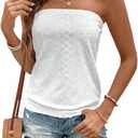 ZAFUL Women Satin Strapless Tube Tops Side Split Sleeveless Backless Bandeau Top Going Out Bustier Tops Silk Tank Top (White, XS)