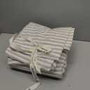 MooMee Striped Duvet Cover Set 100% Washed Cotton Linen Like Textured Breathable Durable Soft Comfy (White Dark Grey Wide Stripes, King 104"x90")