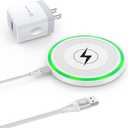 15W Motorola Wireless Charger Fast for Moto Razr 2025/Razr 2024/Razr+ 2024/Razr 60/Razr 50 Ultra,Edge 2025 2024,Edge 50 Ultra,60 Pro,Moto G Stylus 2025,Power 2025,Wireless Charging Pad +QC3.0 Charger (White)