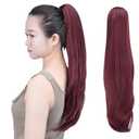 SYXLCYGG burgundy extension ponytail Yaki Straight Claw Clip Ponytails 22" 5.5 OZ Synthetic Fake Hair pieces For Women Like Real Hair Fluffy Tangled