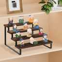 YINMIT Wooden Display Riser Stand, Tiered Perfume and Cologne Organizer Stand, 4 Tier Spice Rack Organizer, Rustic Display Shelf for Candles (4 Tier)