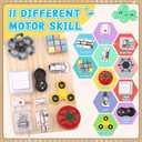 Busy Board for Toddler Kid Early Development, Fidget Sensory Learning Motor Skills Montessori Toy for Age 3 4 5, Busy Pad Fidget Spinner Travel Toy Birthday Gifts Educational Activities for Boy Girl