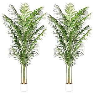 ProDeco Artificial Palm Tree for Home Decor Indoor 6.6Ft Large Tall Fake Plants Faux Tropical Areca Palm Silk Floor Plant in Pot Living Room Office Garden Decoration Housewarming Gift (2, 6.6 Feet)