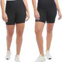 Danskin Womens 2 Pack Midweight Bike Short (US, Alpha, Medium, Regular, Black Salt Rib/Black Salt)