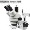 Professional Trinocular Stereo Zoom Microscope, 3.5X-90X Magnification with WF10X Eyepieces, 0.7X-4.5X Zoom Objective and 0.5X & 2.0X Auxiliary Lens, Double-Arm Boom Stand, 56S LED Ring Light