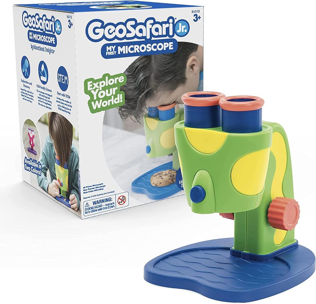 Educational Insights GeoSafari My First Microscope - STEM Toys for Kids, Toddler Learning Toys, Kids Microscope with Prepared Slides, Science Set for Boys and Girls Ages 3+ (Blue)