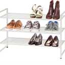 Simple Houseware 3-Tier Stackable Metal Panel Shoes Rack, White