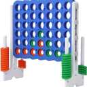 Giant 4 Connect in a Row Game, Height Adjustable Jumbo Yard Games for Kids and Adults Outdoor Play, Backyard Large Four Connect Floor Games, Patent Authorized (Blue/White)