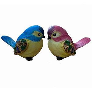 Gishima 2Pcs Colorful Bird Figurines Home Garden Bird Statue Decor (2pcs A)