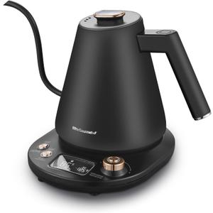 Elite Gourmet EKT3001 1L Digital Water Kettle, 304 Stainless Steel Interior, Programmed Temperatures, Keep Warm Function, Cordless, 360 Base, Auto Off & Audible Indicator, Matte Black (Copper)