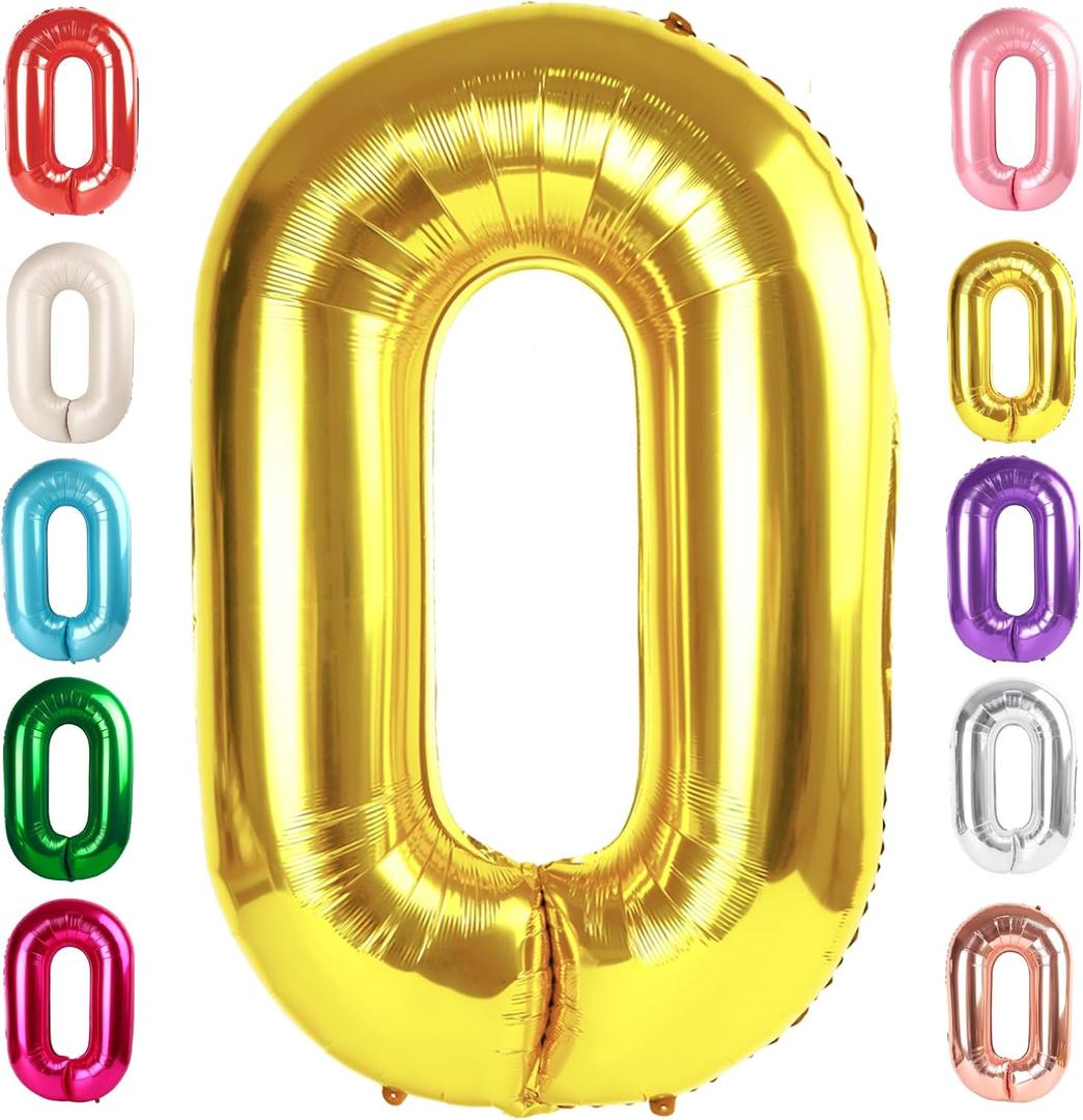 Number 0 Balloons 40 Inch Gold Number Balloons for 10 20 30 40 50 60 70 80 90 100 Numbers Balloon Birthday Decorations Wedding Event Baby Shower