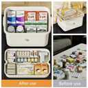 Drllepwoo Plastic Medicine Storage Organizer & First Aid Box, Medicine Box with Handles, Multipurpose Medical Supply Organizer with Removable Tray for Home, Office & Travel（large）