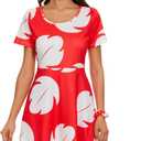 Women's Cosplay Dress - Red Short Sleeve Knee Length Casual Daily Party Dress (XX-Large Plus)