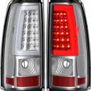 LED Tail Lights Compatible for 2003-2006 Chevy Silverado 1500 2500 3500 2007 Classic, Silvery Housing Clear Lens Rear Brake Lamps Replace OE Replace GM2800174, GM2801174