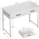 ODK 40 Inch Small Desk with Fabric Drawers- for Bedroom, White Vanity Desk with Storage, Home Office Computer Desk for Small Spaces, Modern Work Writing Study Table, White