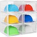 YKLSLH Hat Organizer Box, 6 Boxes for 40 Pack Hats, Upgrade Harder Solid Plastic Hat Organizer for Baseball Caps, Clear Hat Storage with Magnetic Door, Hat Rack Holder Case, White