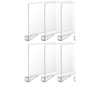 Hblite 6 Pcs Shelf Dividers for Closet Organization Acrylic Clear Shelf Divider Purse Organizer Handbag Separator Bookshelf Divider for Closet Bedroom Kitchen Office Cabinet Bathroom