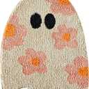 Cute Ghost Shaped Halloween Bath Mat Boho Vintage Floral Funky Halloween Bath Mat for Bathroom Aesthetic Decorations, Modern Abstract Cool Gothic Spooky Spirit Bathroom Rugs Non-Slip Washable (20''W x 24''L, Khahi)
