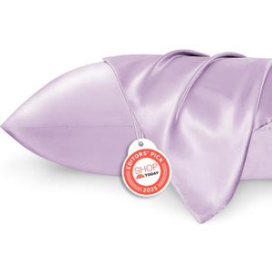 Bedsure Satin Pillowcase 2 Pack Similar to Silk Pillow Cases Standard Size, Pillow Case for Sleeping Women with Envelope Closure, Gifts for Women Men, Navy, 20x26 Inches, 2pcs (14 - Lavender)