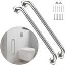 32 Inch Anti Slip Shower Grab Bar, Munzong 2 Pack Stainless Steel Bathroom Grab Bar, Brushed Nickel Knurled Bathroom Balance Bar,Safety Hand Rail Support Handicap Elderly Senior Assist Bath Handle