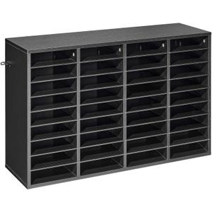 VEVOR Literature Organizer, 36 Compartments Office Mailbox with Detachable Shelves, Wooden Mailbox Sorter with Particle Board, Countertop Office Home Storage Organizer for File, Document, Paper, Black