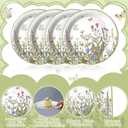 Qinyoung 100 Pcs Floral Tea Party Plates and Napkins Sets Wildflower Party Supplies Floral Paper Plates and Napkins Disposable Spring Themed Baby Shower Tableware for Summer Wedding, Serve 50 Guests