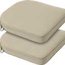BPS 18 x 19 Inch Outdoor Chair Cushion Set of 2, Fade-Resistant and Water-Resistant Solution-Dyed Polyester Fabric Patio Chair Cushions with Straps for Outdoor/Indoor Dining Chairs