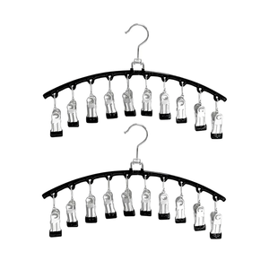 HOUSE DAY Legging Organizer for Closet, Metal Yoga Pants Hanger 2 Pack w/10 Clips Holds 20 Leggings, Space Saving Hanger Closet Organizers and Storage, Clips Hanger for Pants, Skirts, Hats, Black