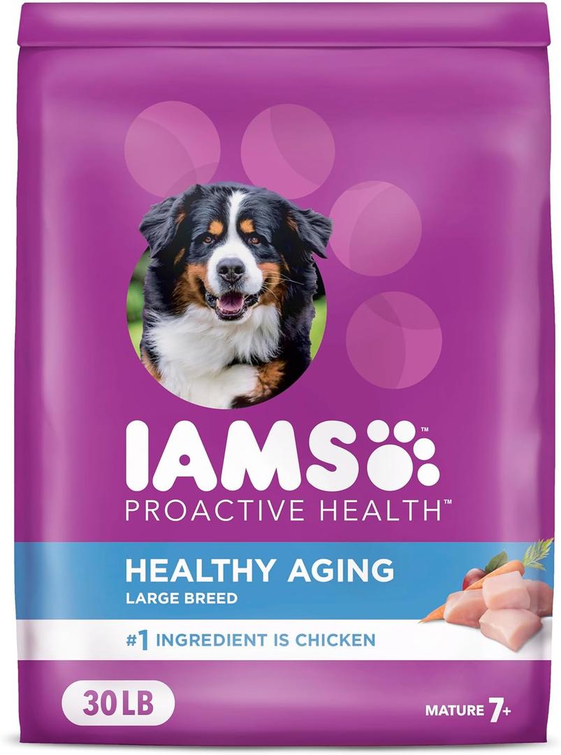 IAMS Proactive Health Healthy Aging Large Breed Dog Food for Mature and Senior Dogs with Real Chicken, 30 lb. Bag (30 Pound (Pack of 1))